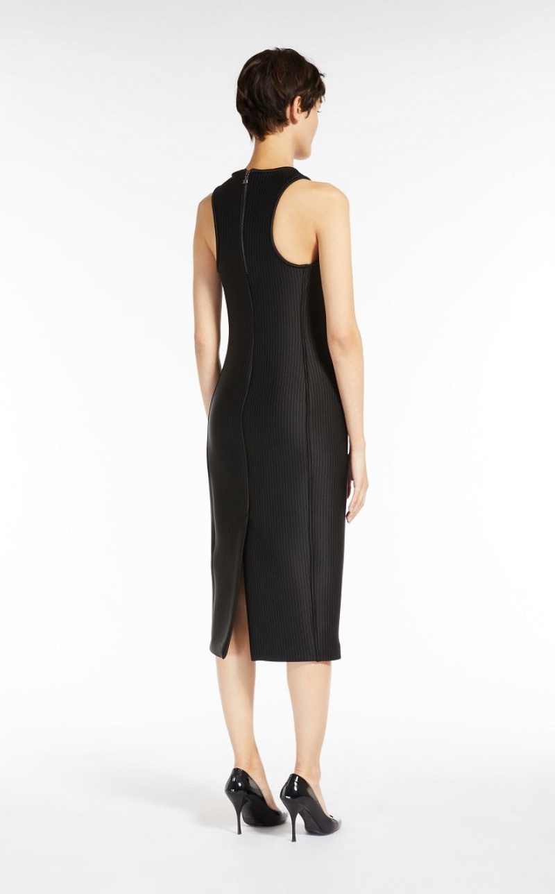 MaxMara Technical Jersey Pinstriped Dresses BLACK | MMR593321