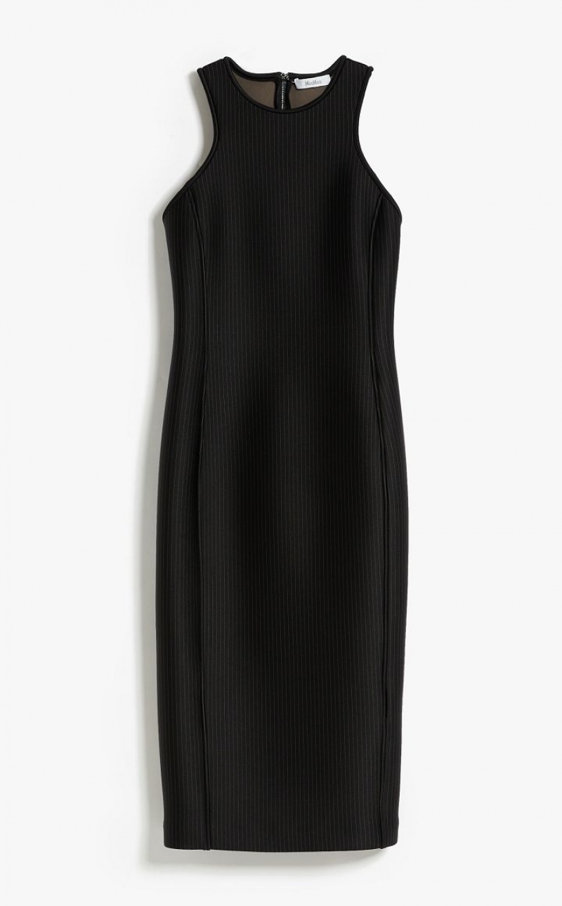 MaxMara Technical Jersey Pinstriped Dresses BLACK | MMR593321