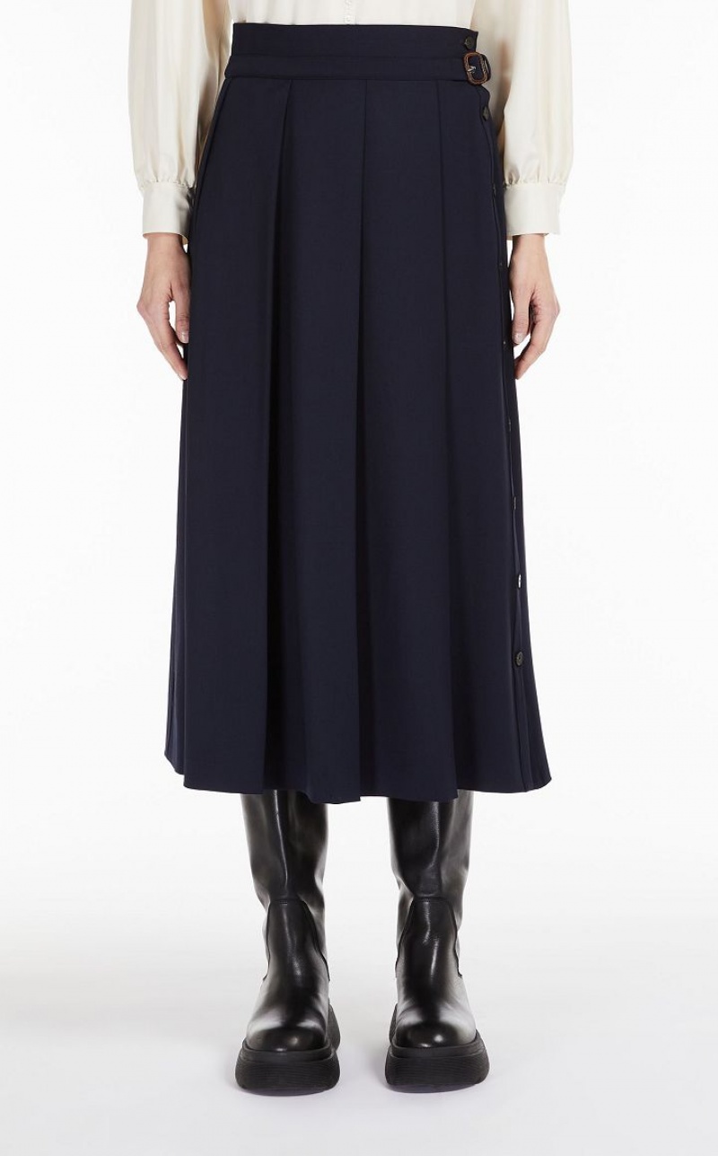 MaxMara Technical Wool Gabardine Skirts ULTRAMARINE | MMR593720