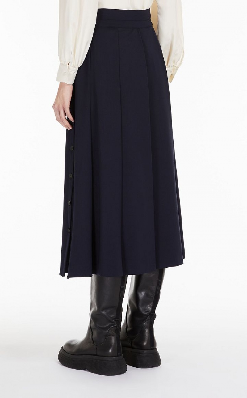 MaxMara Technical Wool Gabardine Skirts ULTRAMARINE | MMR593720