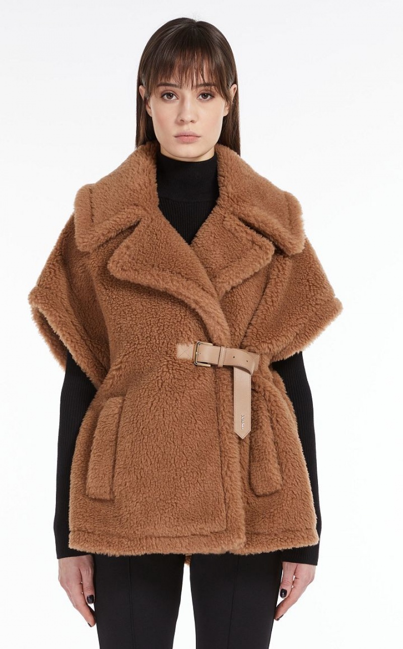 MaxMara Teddy Fabric Gilete Capes CAMEL | MMR593960