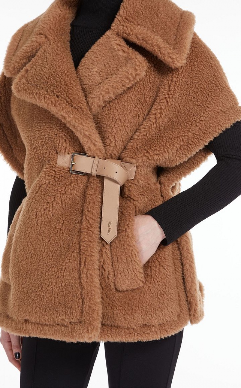 MaxMara Teddy Fabric Gilete Capes CAMEL | MMR593960