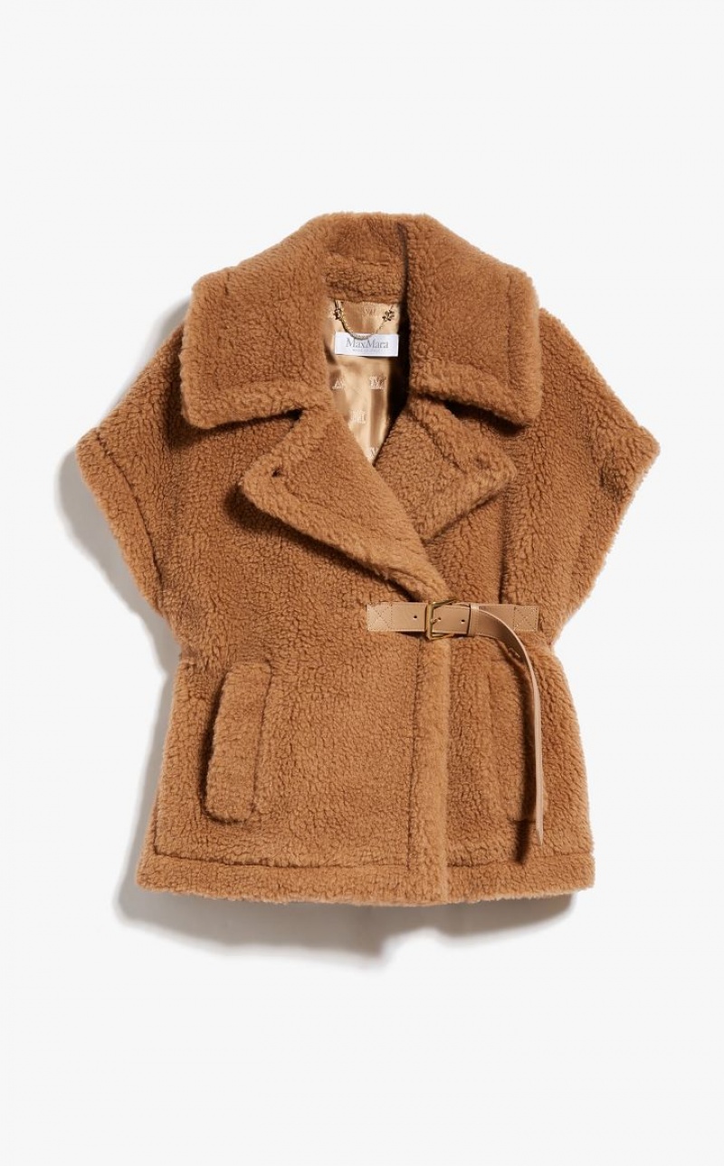 MaxMara Teddy Fabric Gilete Capes CAMEL | MMR593960