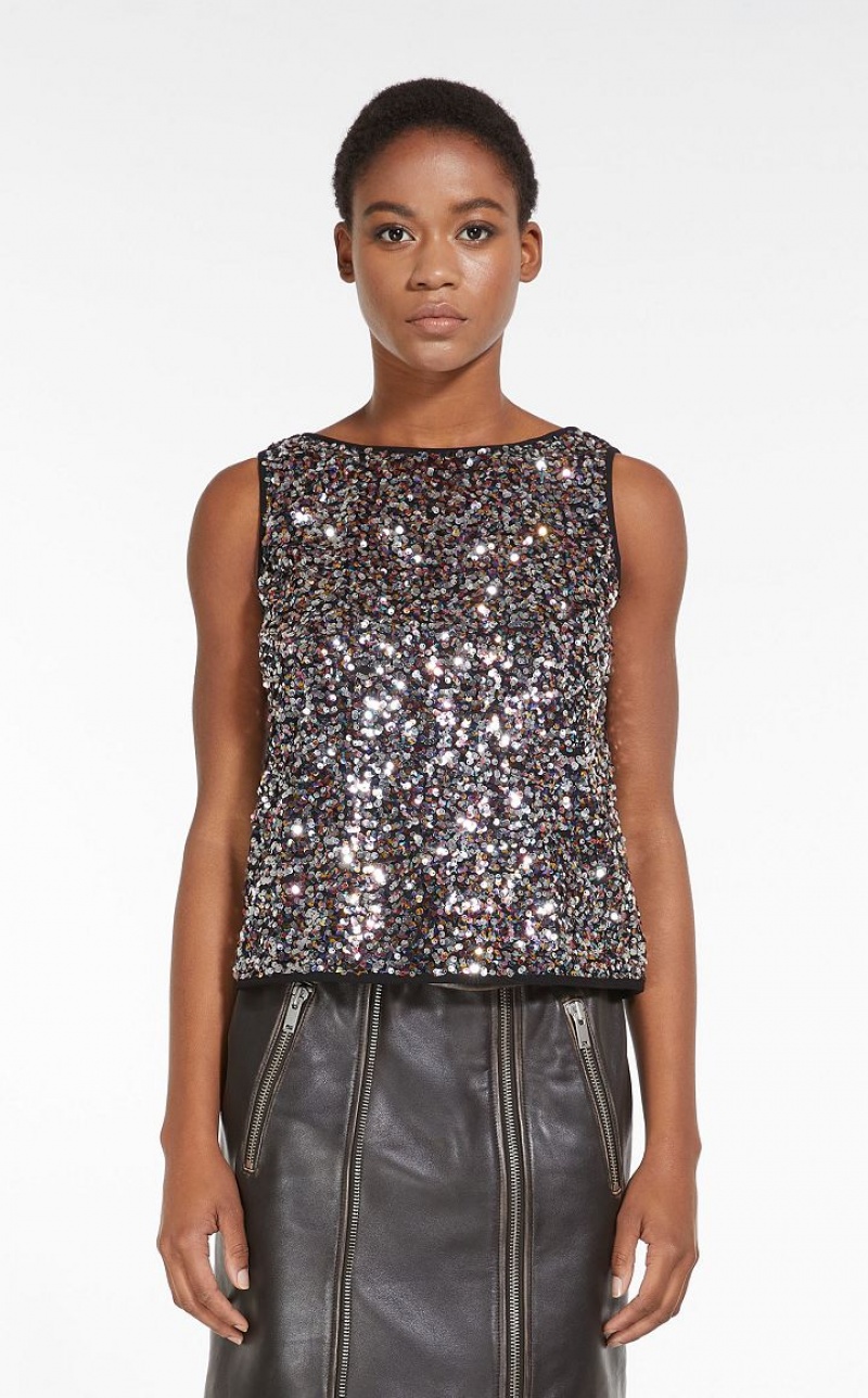 MaxMara Top Embroidered With Sequins Tops MULTICOLOUR | MMR593668