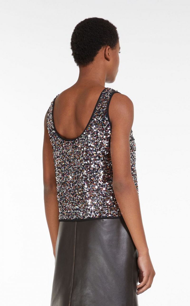 MaxMara Top Embroidered With Sequins Tops MULTICOLOUR | MMR593668