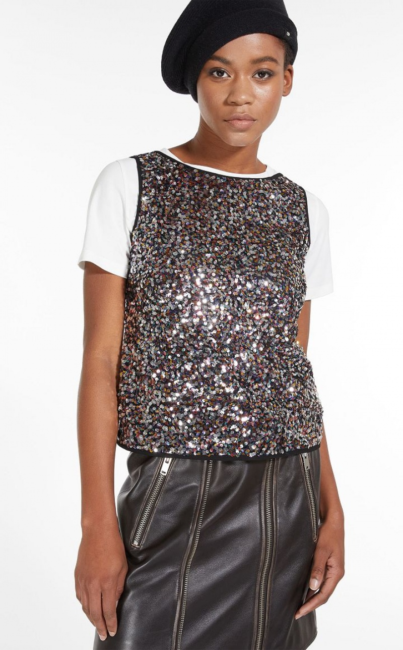 MaxMara Top Embroidered With Sequins Tops MULTICOLOUR | MMR593668