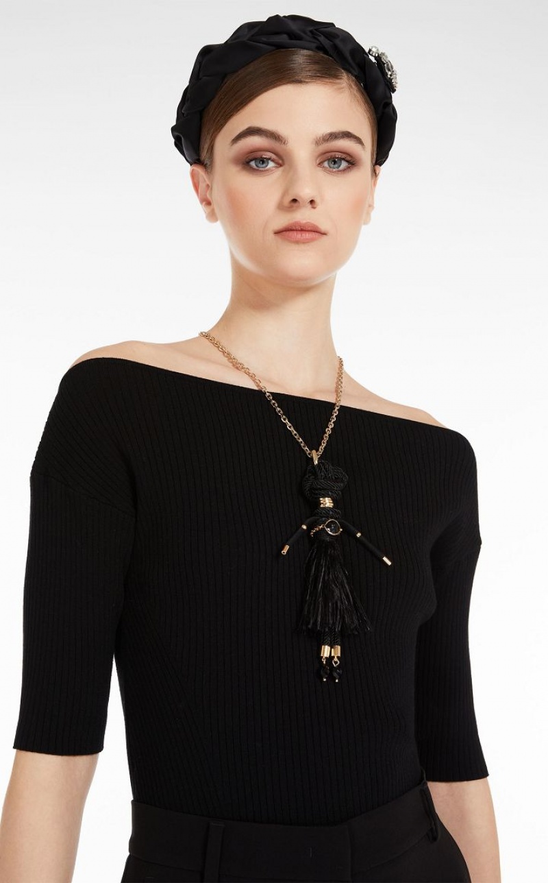 MaxMara Top In Ribbed Viscose Yarn Knitwear BLACK | MMR593457