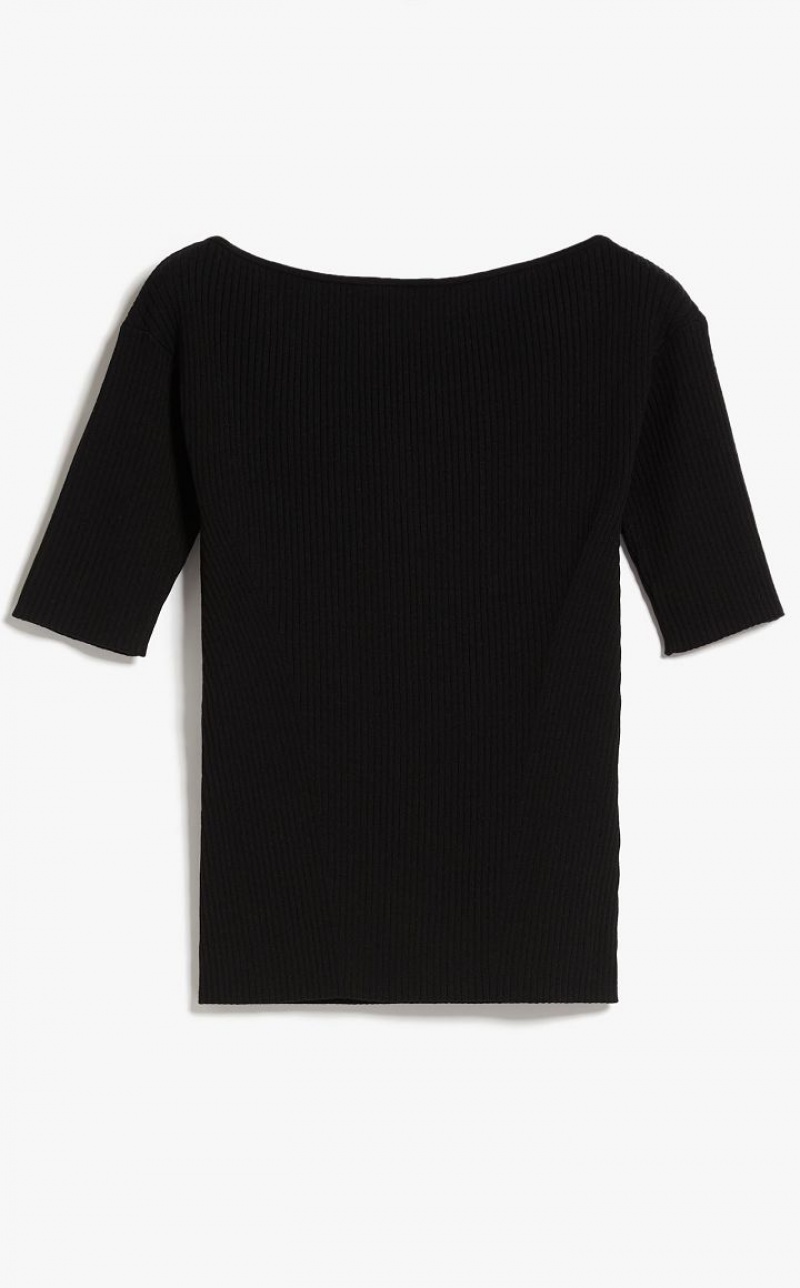 MaxMara Top In Ribbed Viscose Yarn Knitwear BLACK | MMR593457