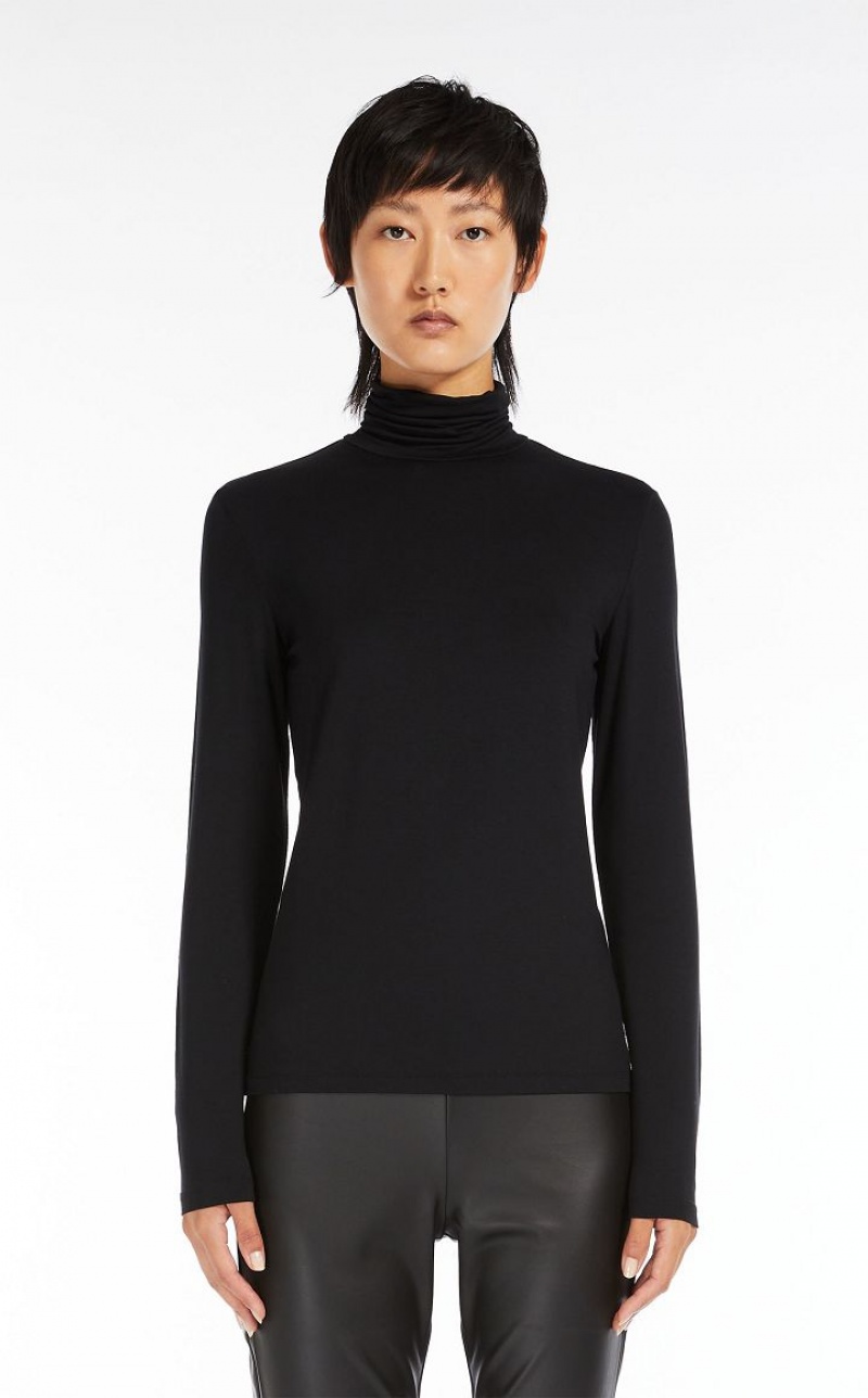 MaxMara Viscose Jersey T-shirts BLACK | MMR593661