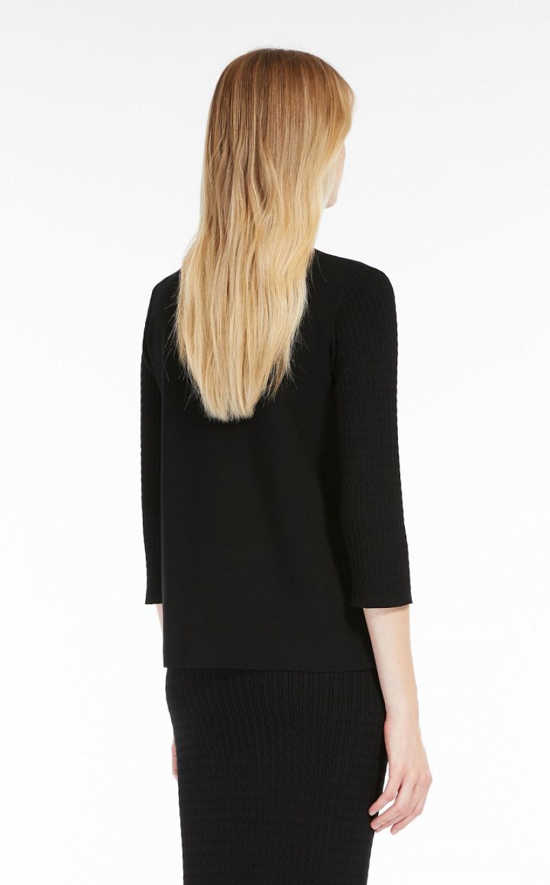 MaxMara Viscose With Cable Sleeves Knitwear BLACK | MMR593453