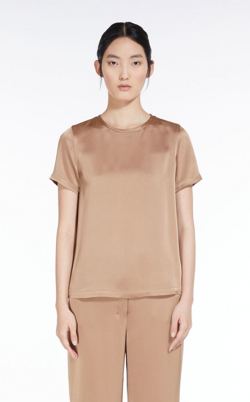 MaxMara Viscose-blend Satin Blouses CAMEL | MMR593621