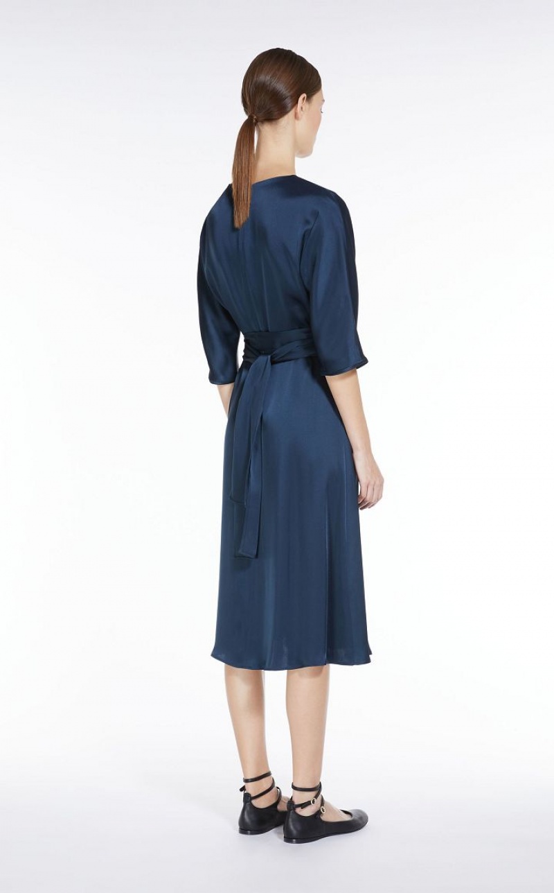 MaxMara Viscose-blend Satin Dresses NAVY | MMR593383