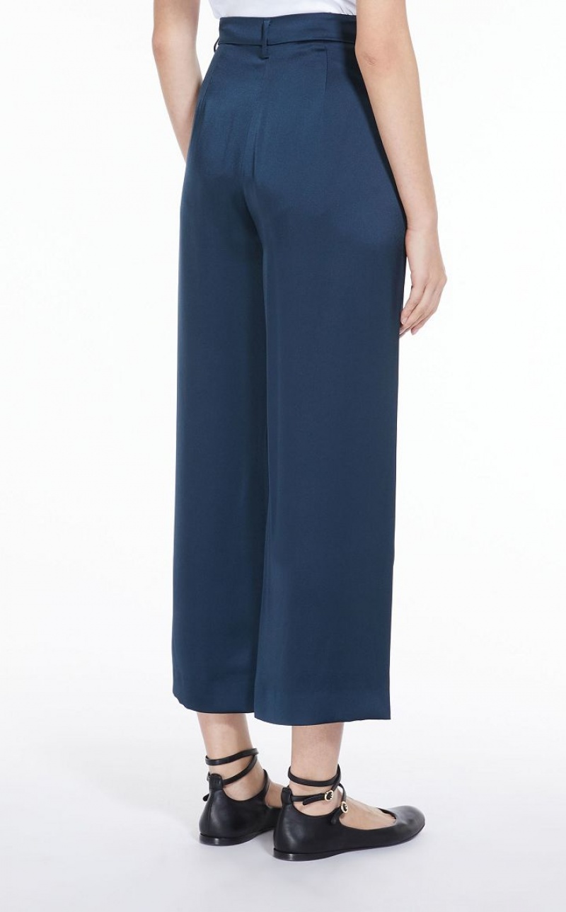 MaxMara Viscose-blend Satin Trousers NAVY | MMR593782