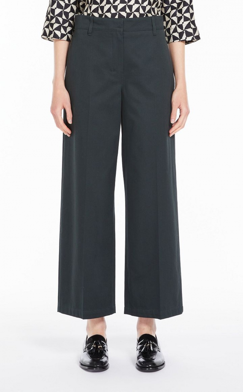 MaxMara Washed Gabardine Trousers DARK GREEN | MMR593754