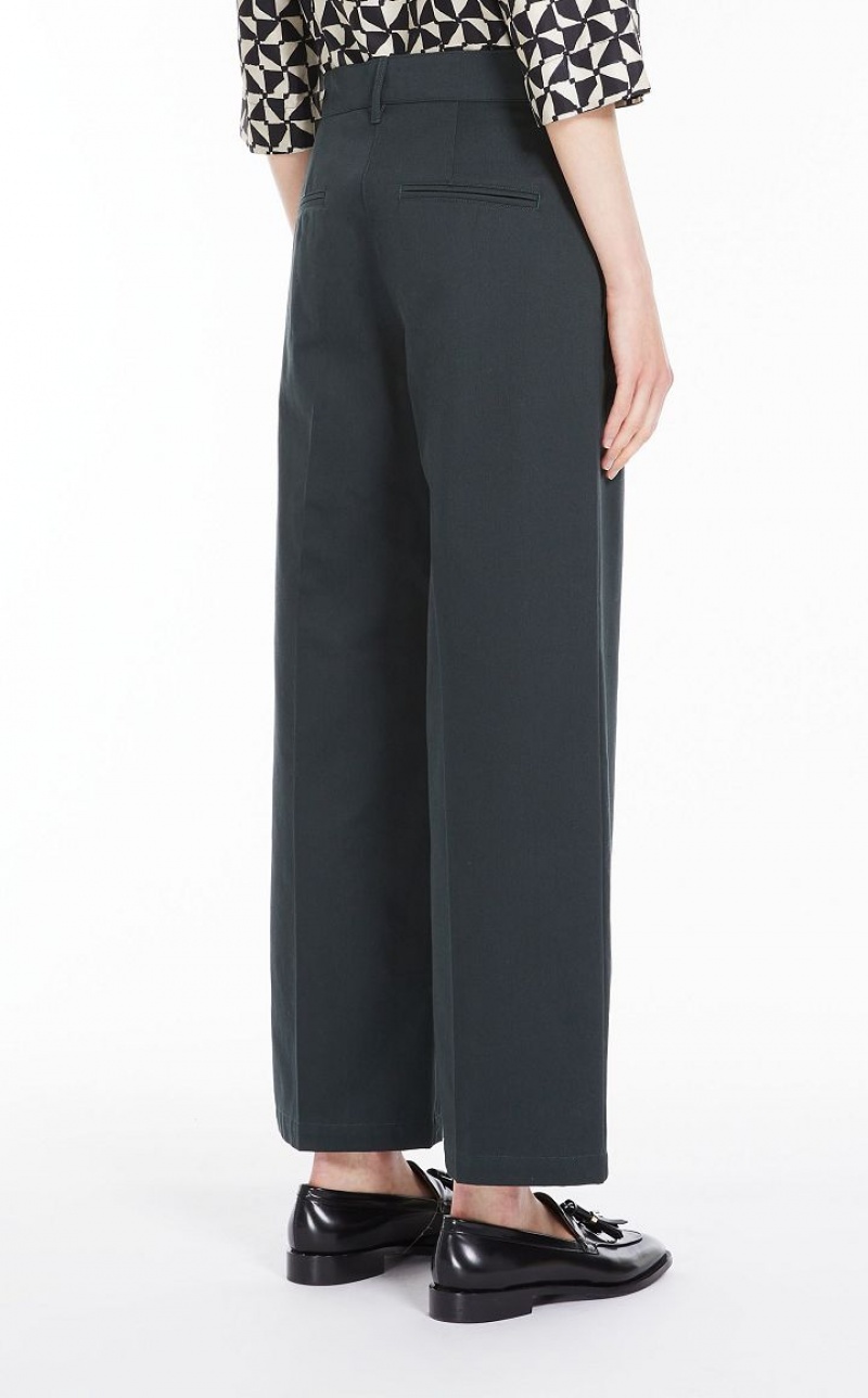 MaxMara Washed Gabardine Trousers DARK GREEN | MMR593754