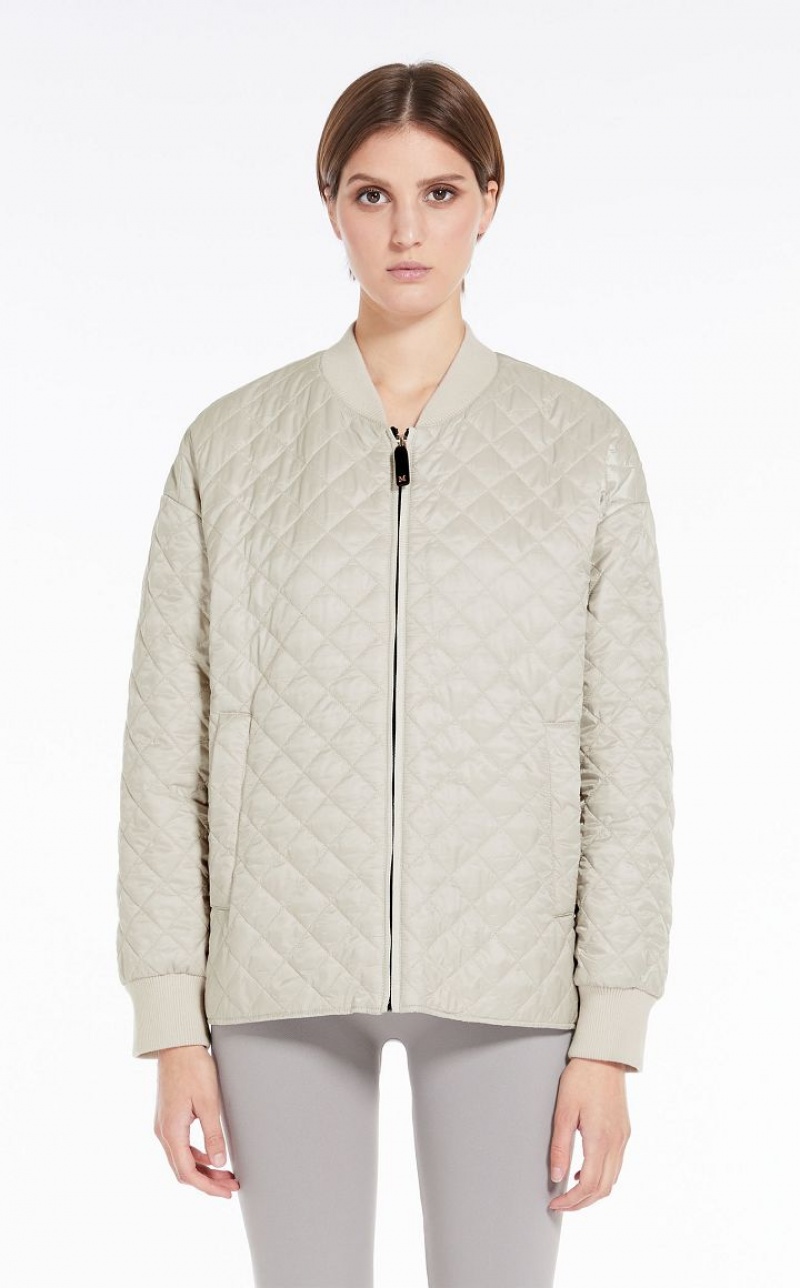 MaxMara Water-repellent Canvas Bomber Jacket Padded ICE | MMR593998