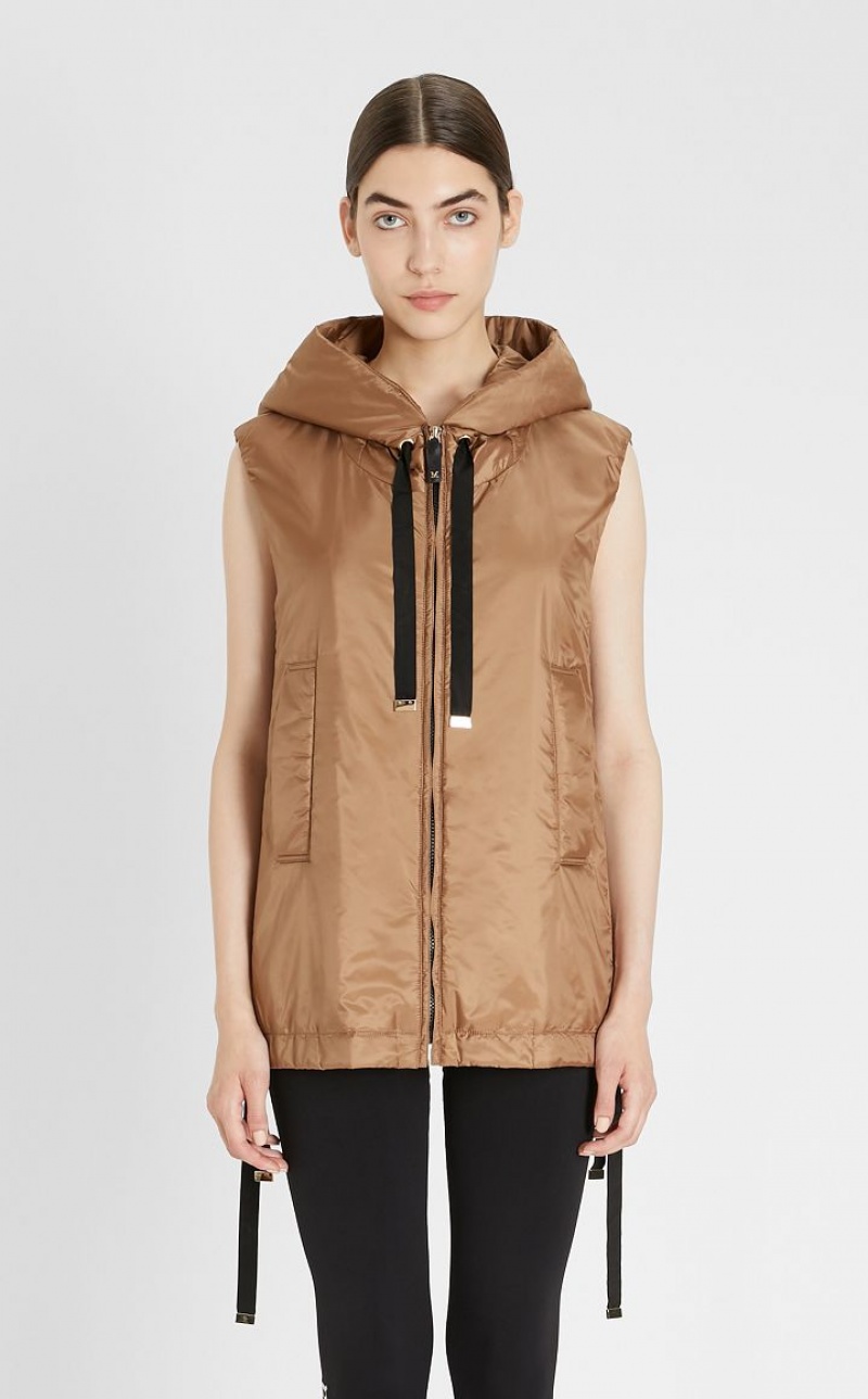 MaxMara Water-resistant Technical Canvas Gilet Padded CARAMEL | MMR594002