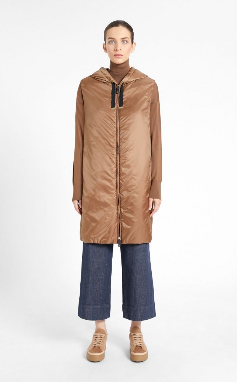 MaxMara Water-resistant Technical Canvas Gilet Padded CARAMEL | MMR594006