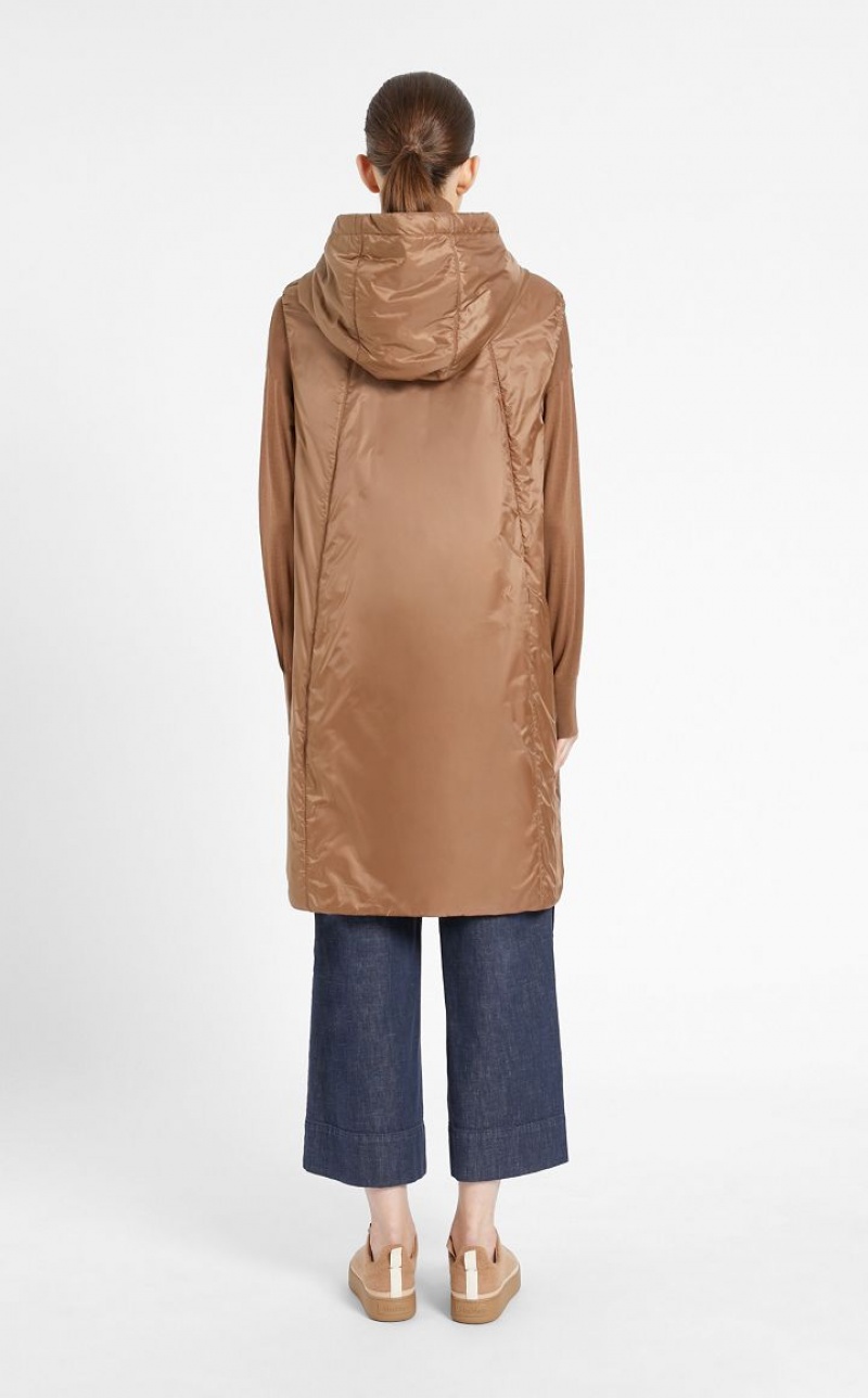 MaxMara Water-resistant Technical Canvas Gilet Padded CARAMEL | MMR594006