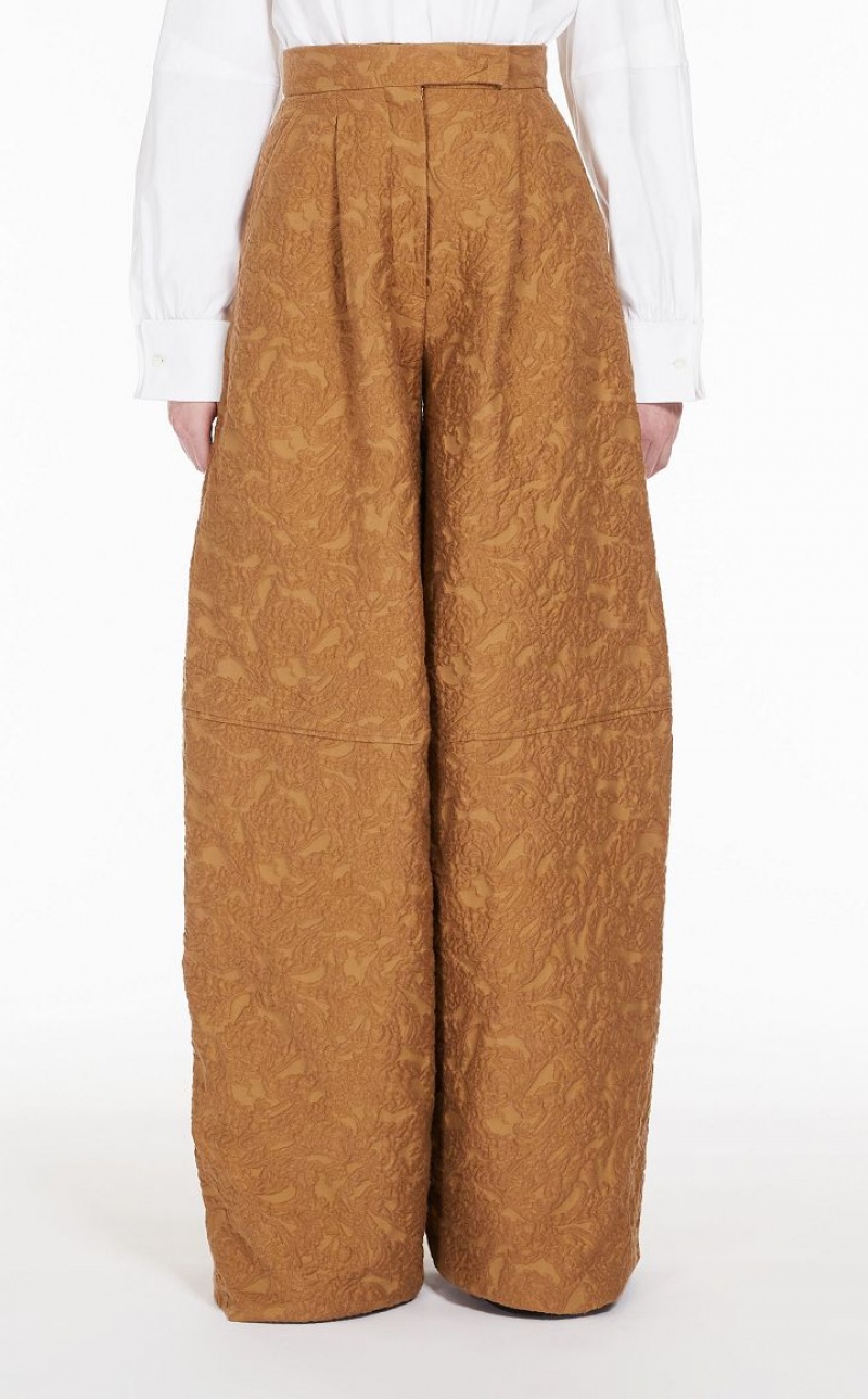 MaxMara Wide In Brocade Jacquard Trousers CAMEL | MMR593739