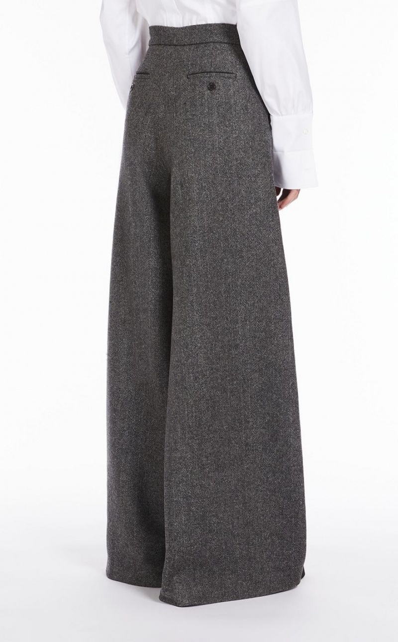 MaxMara Wide In Patterned Wool Trousers DARK GREY | MMR593736