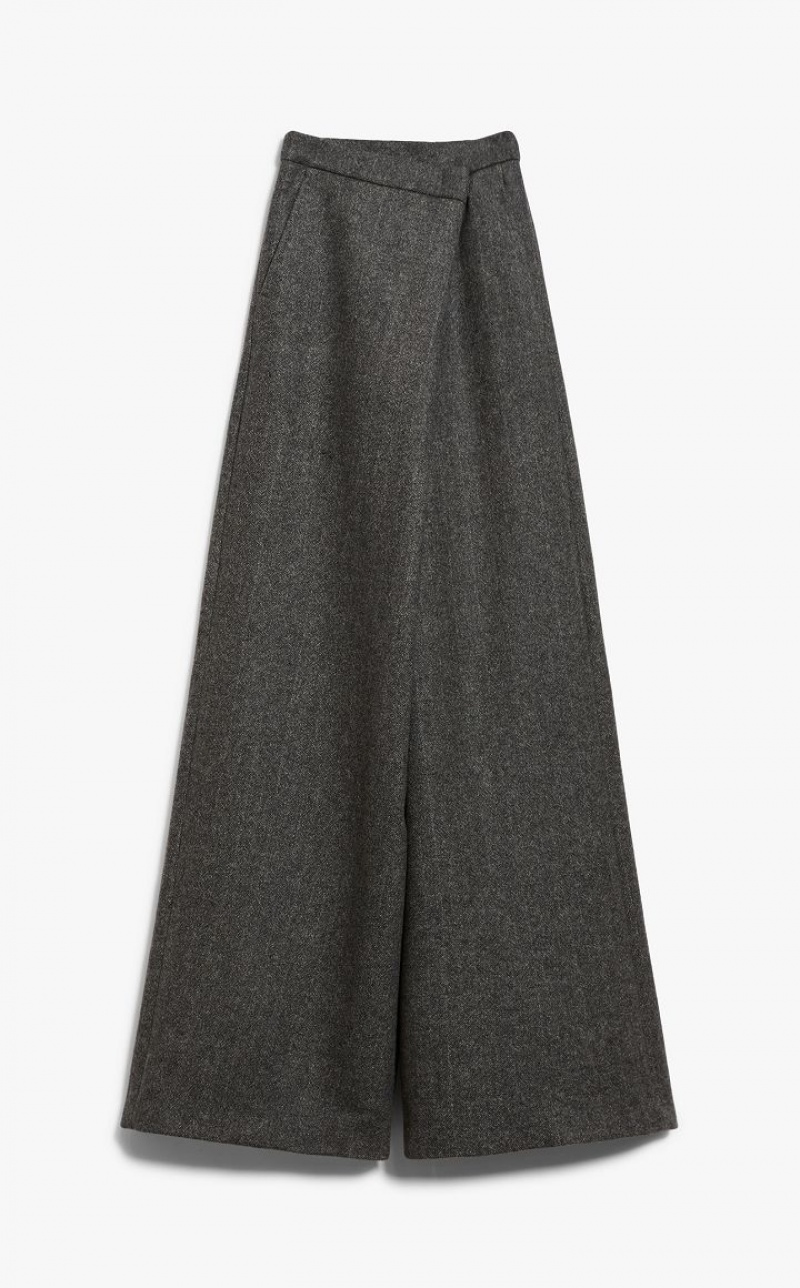 MaxMara Wide In Patterned Wool Trousers DARK GREY | MMR593736