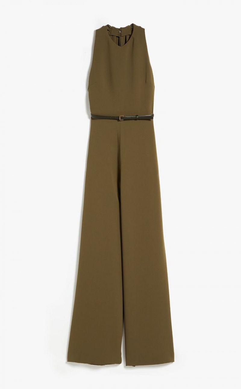 MaxMara Wide Leg Cady Jumpsuits OLIVE GREEN | MMR593417