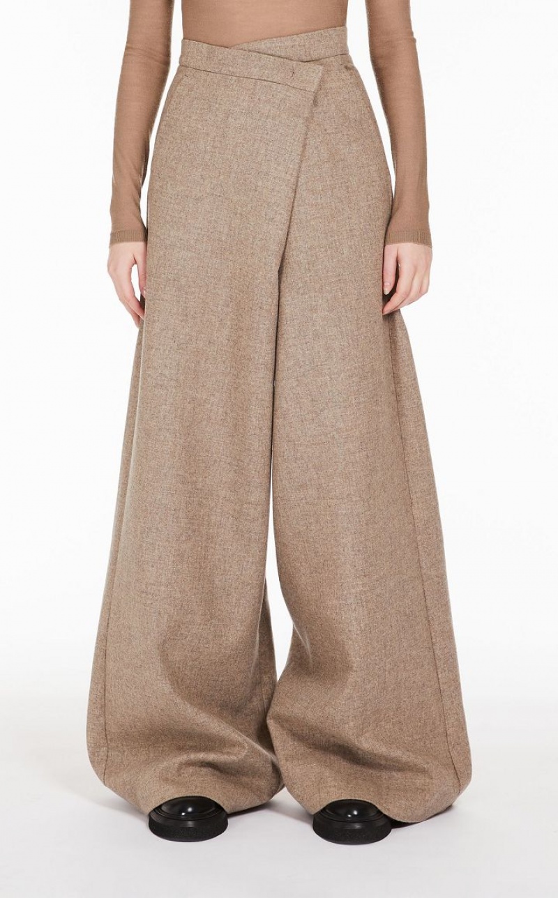 MaxMara Wide, Wool And Cashmere Trousers SAND | MMR593738