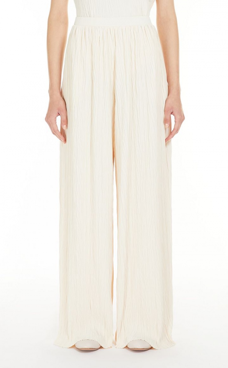 MaxMara Wide-fit Pleated Jersey Trousers IVORY | MMR593799