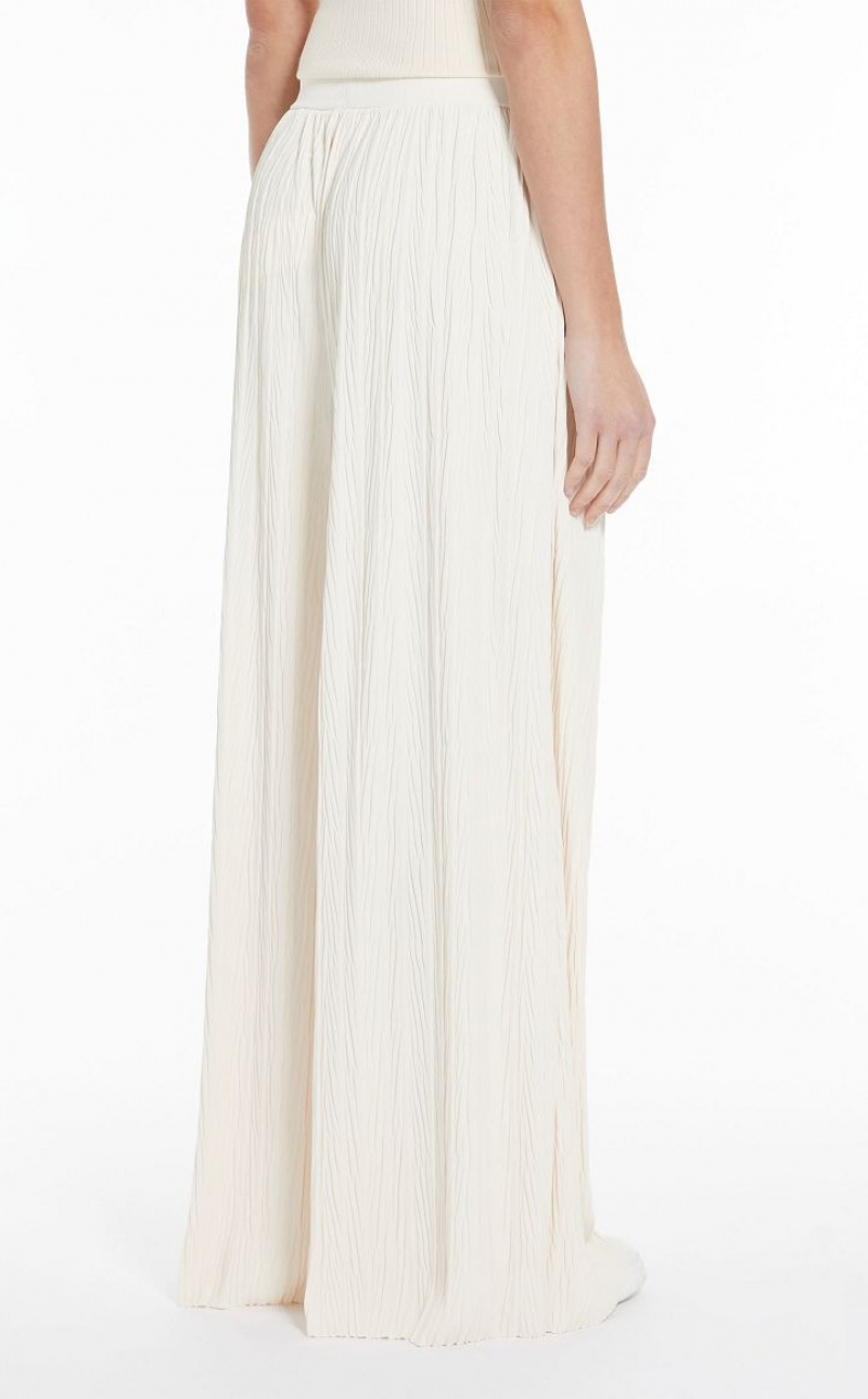 MaxMara Wide-fit Pleated Jersey Trousers IVORY | MMR593799