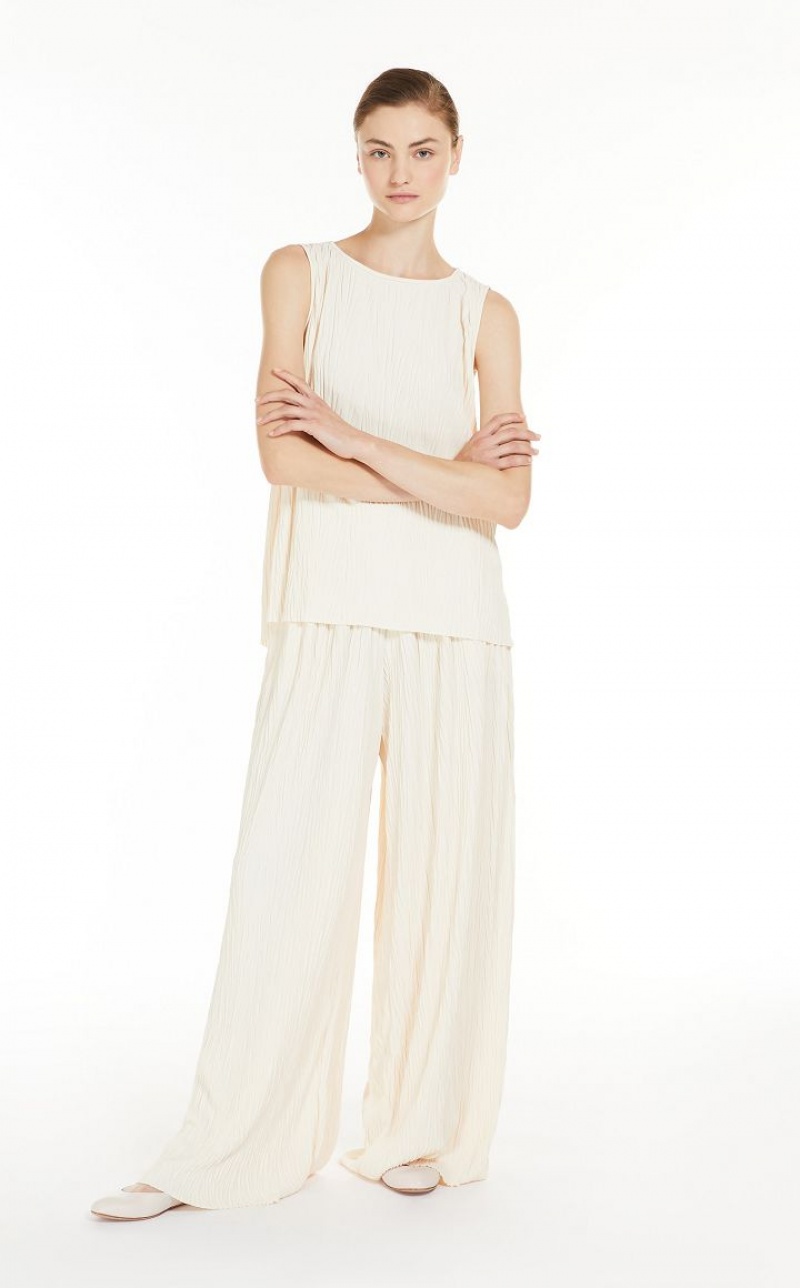 MaxMara Wide-fit Pleated Jersey Trousers IVORY | MMR593799