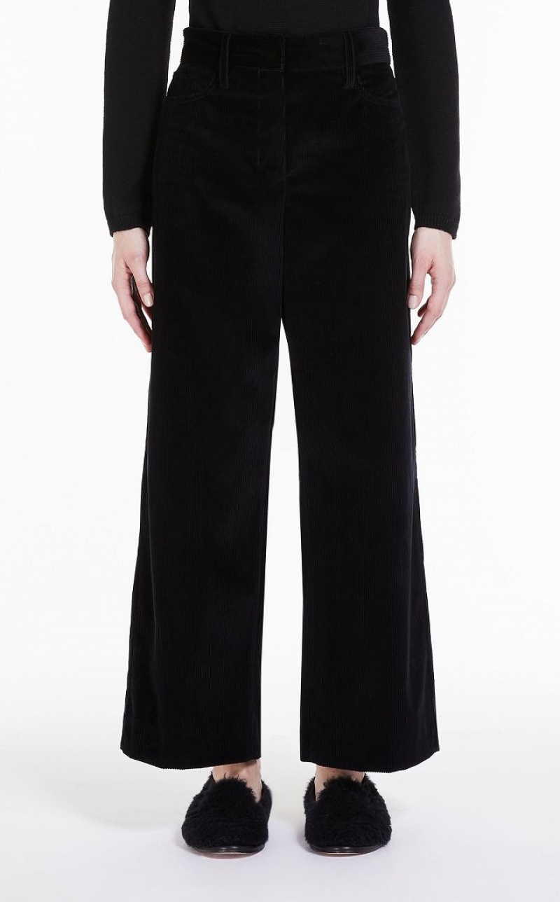 MaxMara Wide-fit Velvet Trousers BLACK | MMR593785