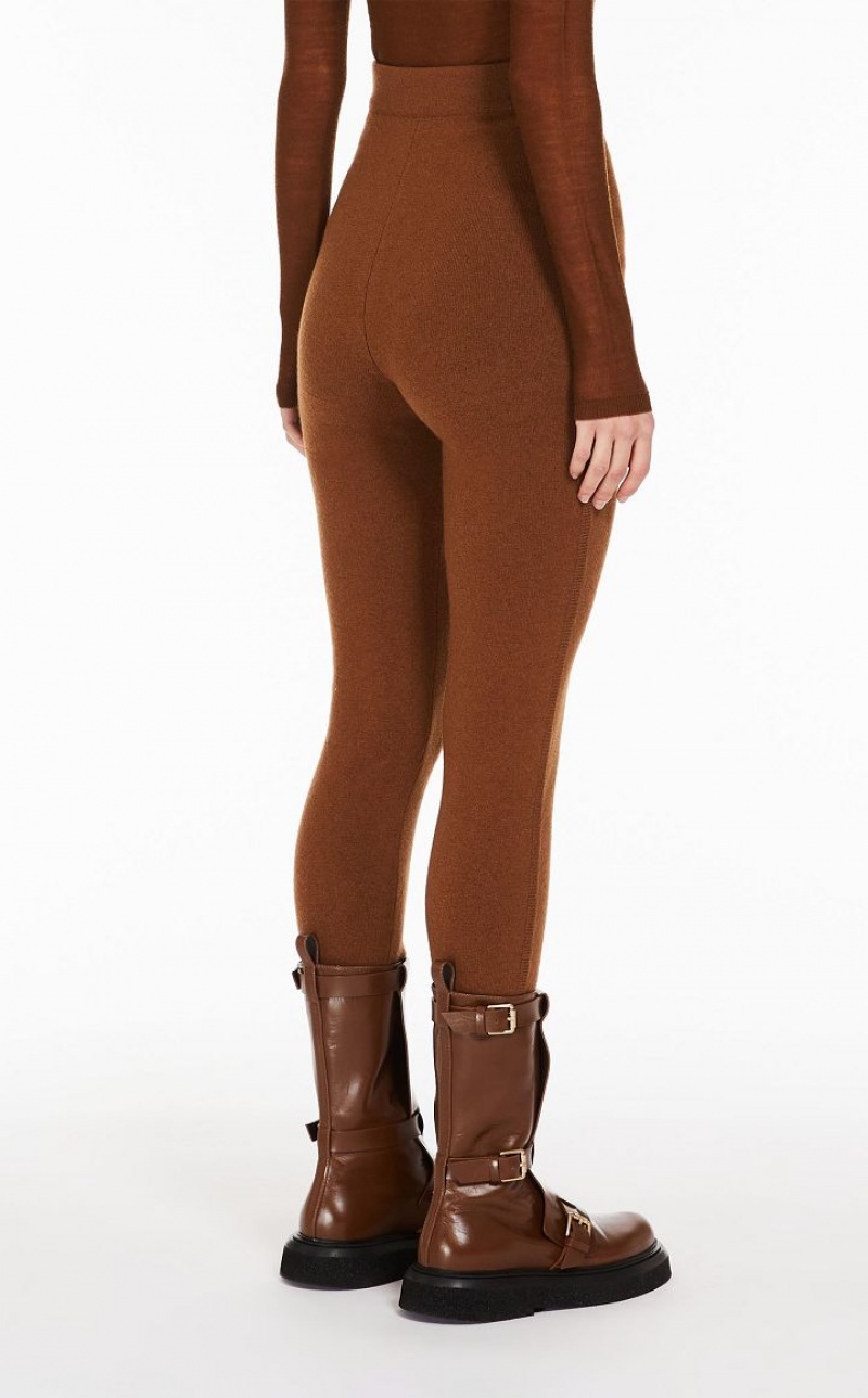 MaxMara Wool And Cashmere Leggings Trousers TOBACCO | MMR593740