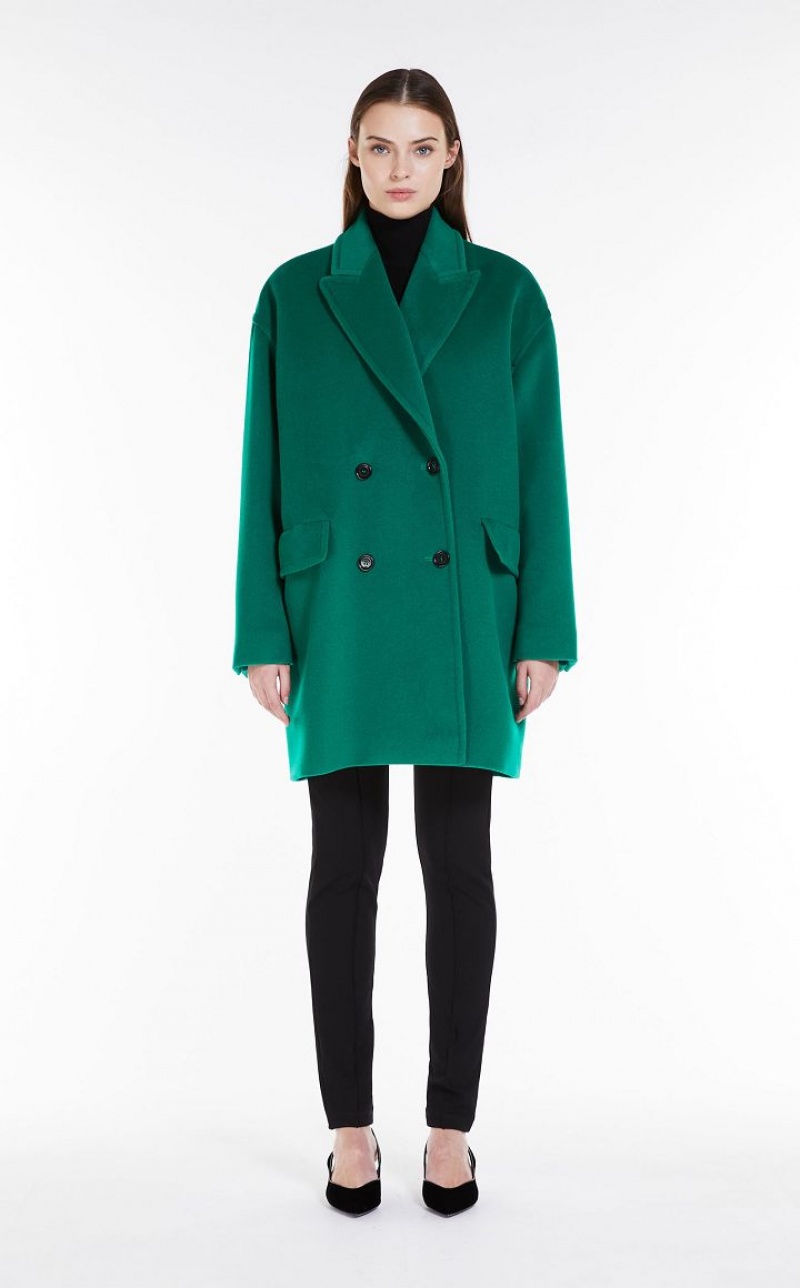 MaxMara Wool And Cashmere Oversized Jacket Coats GREEN | MMR593865