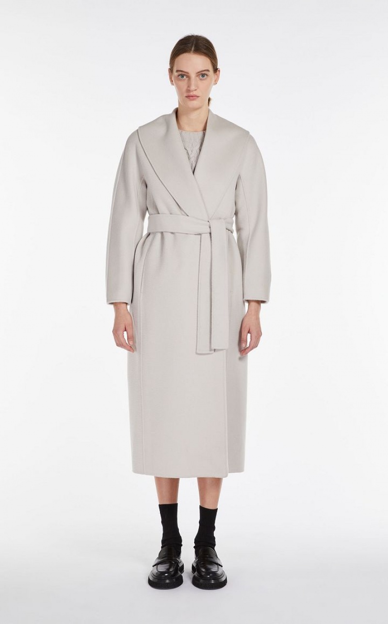 MaxMara Wool And Cashmere Robe Coats ECRU | MMR593853