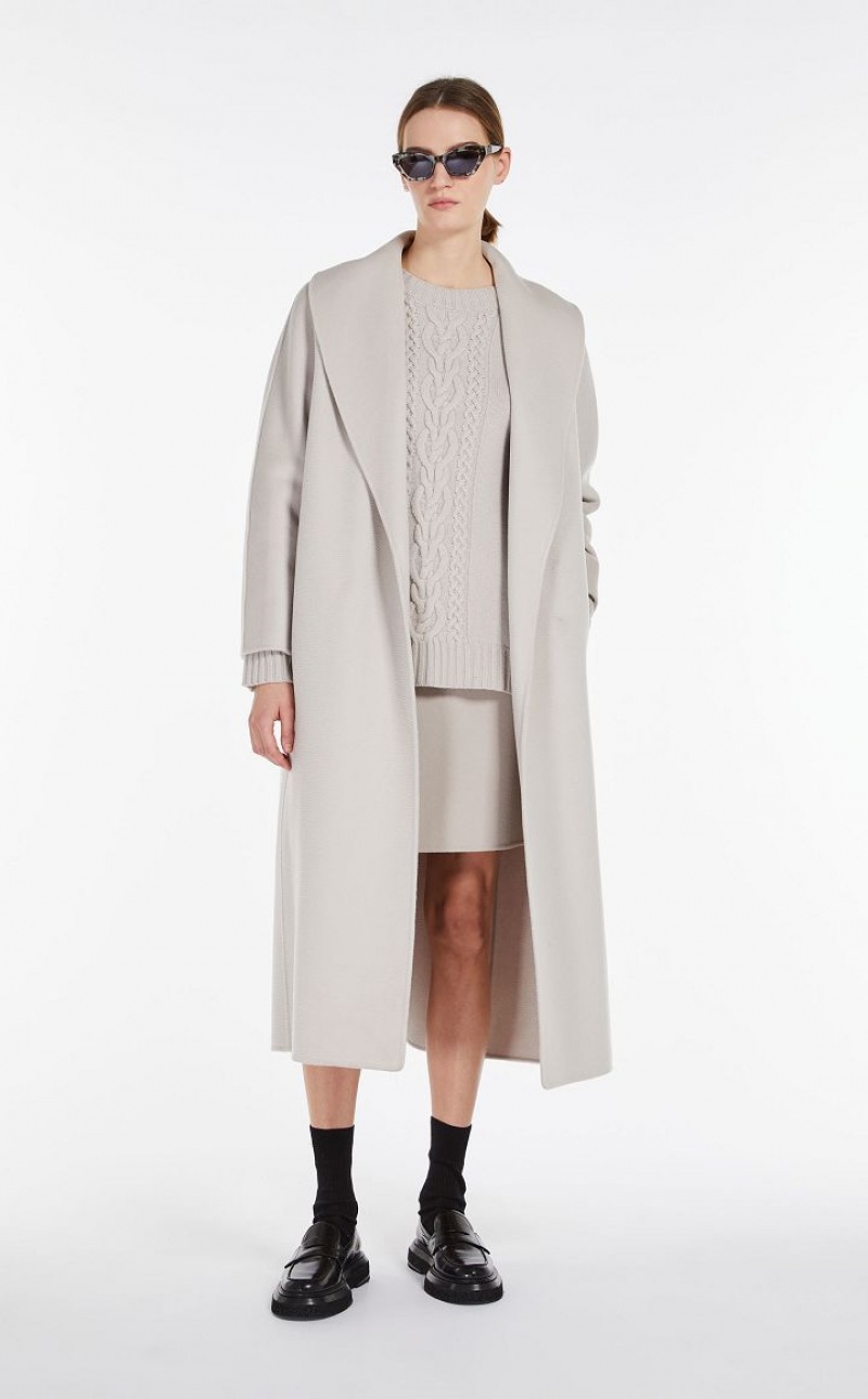 MaxMara Wool And Cashmere Robe Coats ECRU | MMR593853