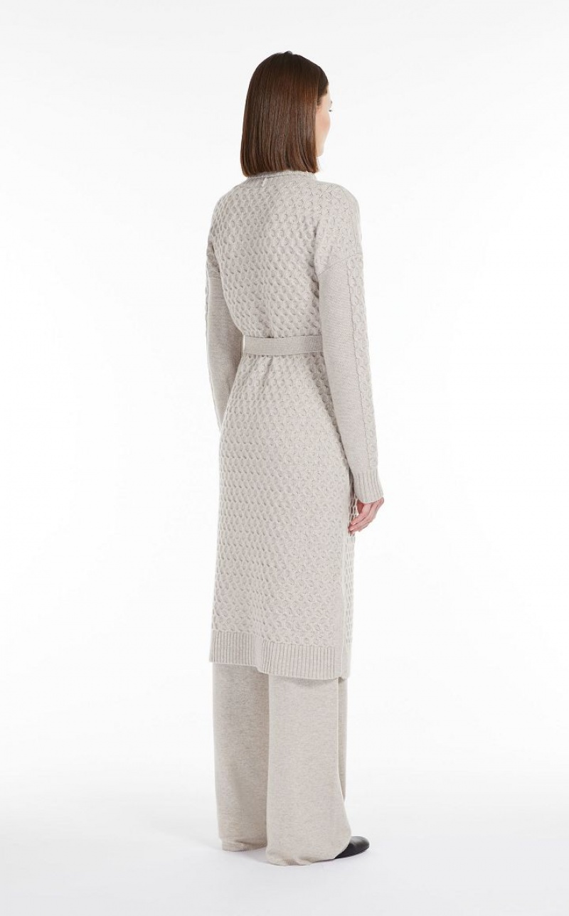 MaxMara Wool And Cashmere Yarn Maxi Cardigan Coats BEIGE | MMR593849