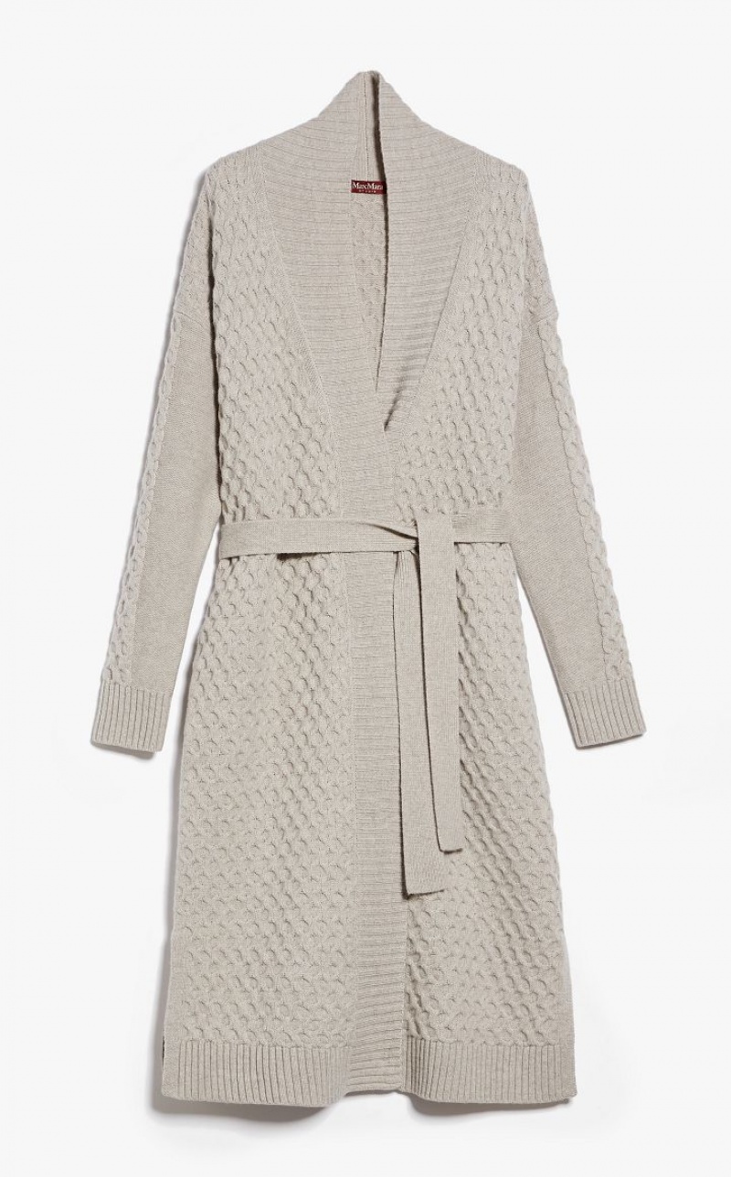 MaxMara Wool And Cashmere Yarn Maxi Cardigan Coats BEIGE | MMR593849