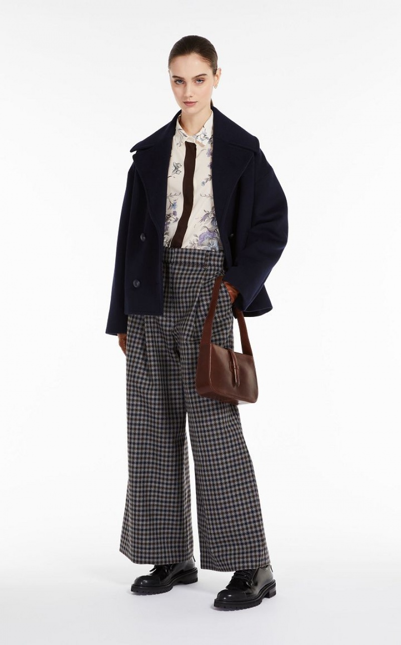 MaxMara Wool And Cotton Basketweave Trousers ULTRAMARINE | MMR593783