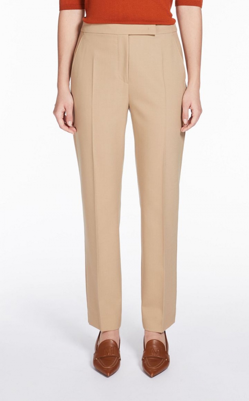 MaxMara Wool And Mohair Canvas Trousers CAMEL | MMR593742