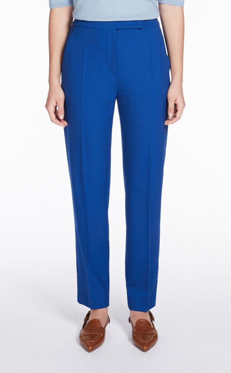 MaxMara Wool And Mohair Canvas Trousers CORNFLOWER BLUE | MMR593773