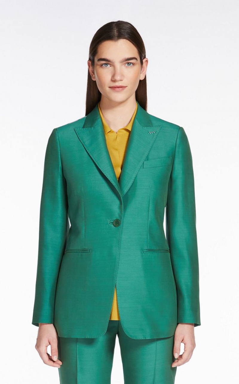 MaxMara Wool And Silk Double-fabric Blazers GREEN | MMR594029