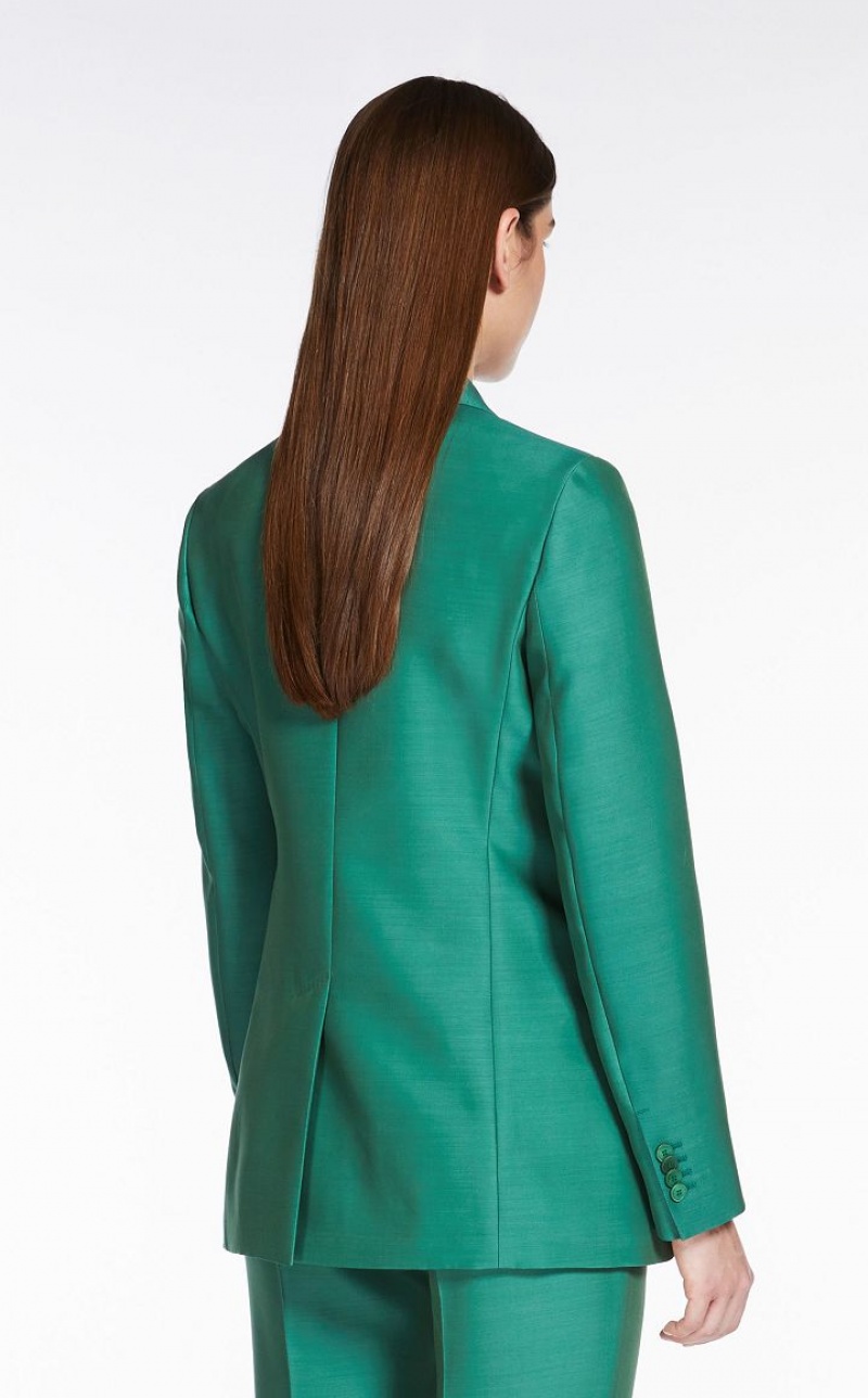 MaxMara Wool And Silk Double-fabric Blazers GREEN | MMR594029