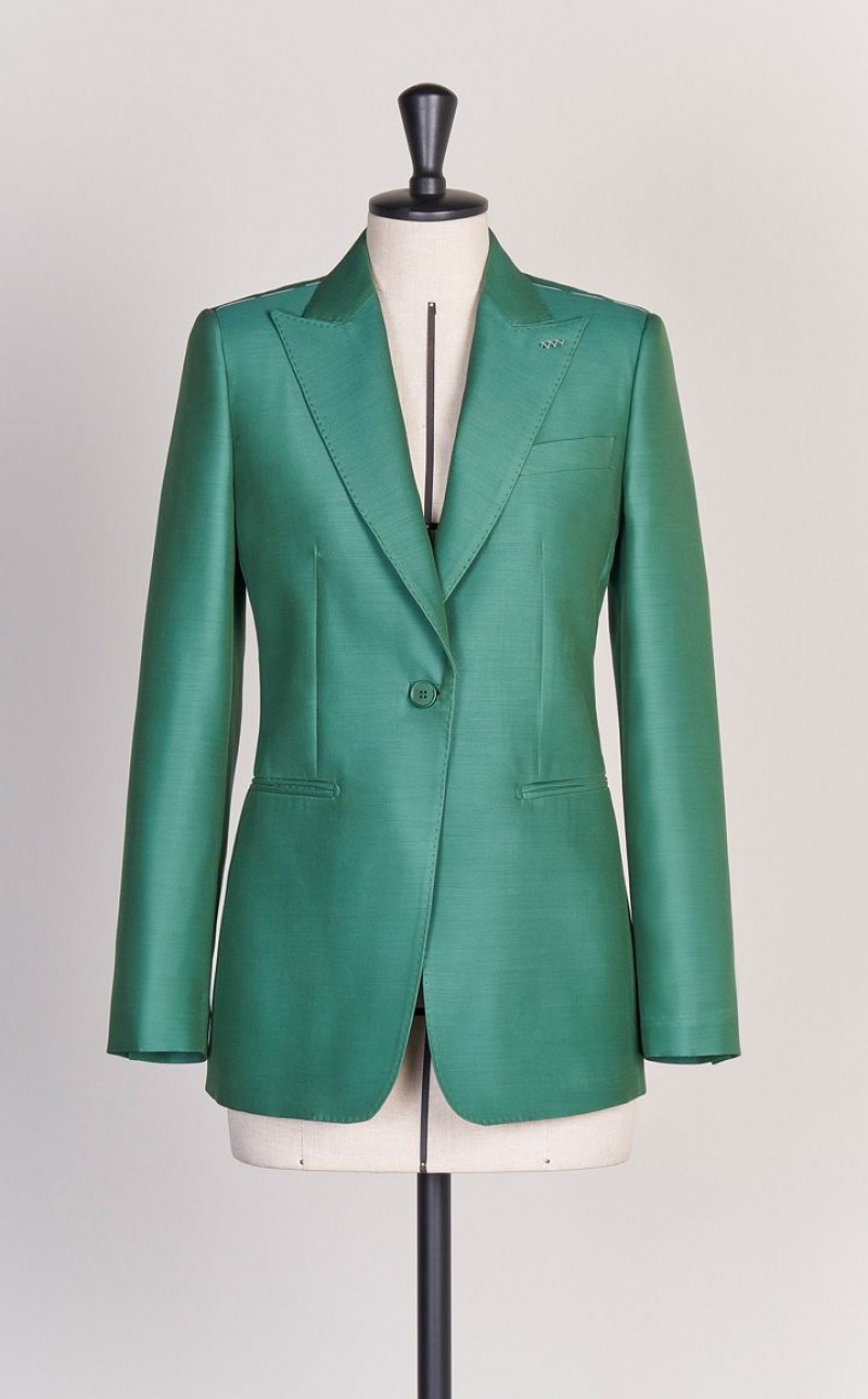 MaxMara Wool And Silk Double-fabric Blazers GREEN | MMR594029