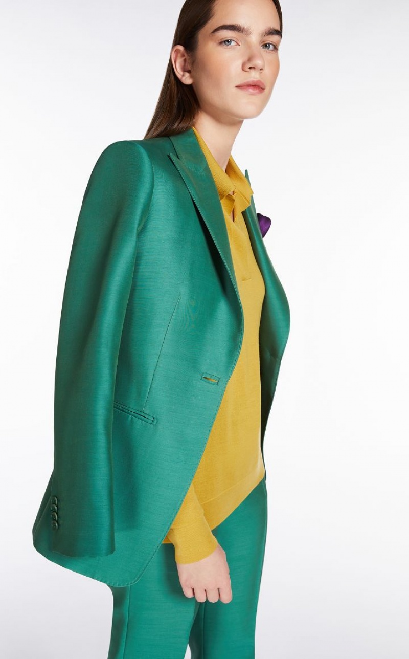 MaxMara Wool And Silk Double-fabric Blazers GREEN | MMR594029