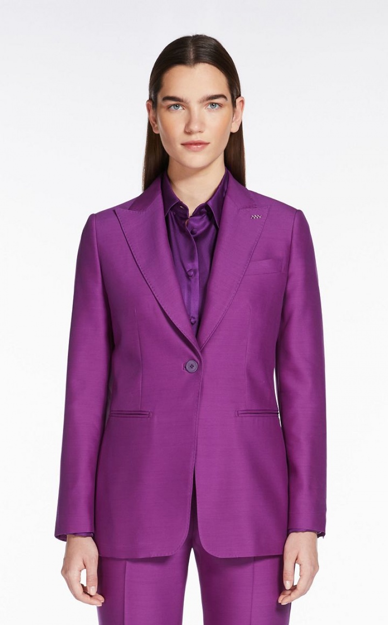 MaxMara Wool And Silk Double-fabric Blazers PURPLE | MMR594030