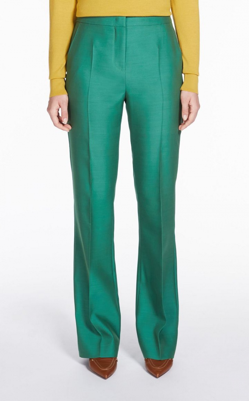 MaxMara Wool And Silk Double-fabric Trousers GREEN | MMR593743