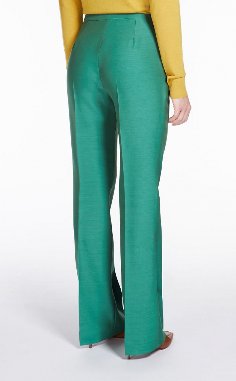 MaxMara Wool And Silk Double-fabric Trousers GREEN | MMR593743