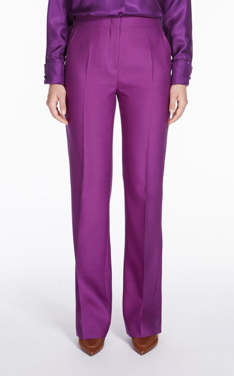 MaxMara Wool And Silk Double-fabric Trousers PURPLE | MMR593745