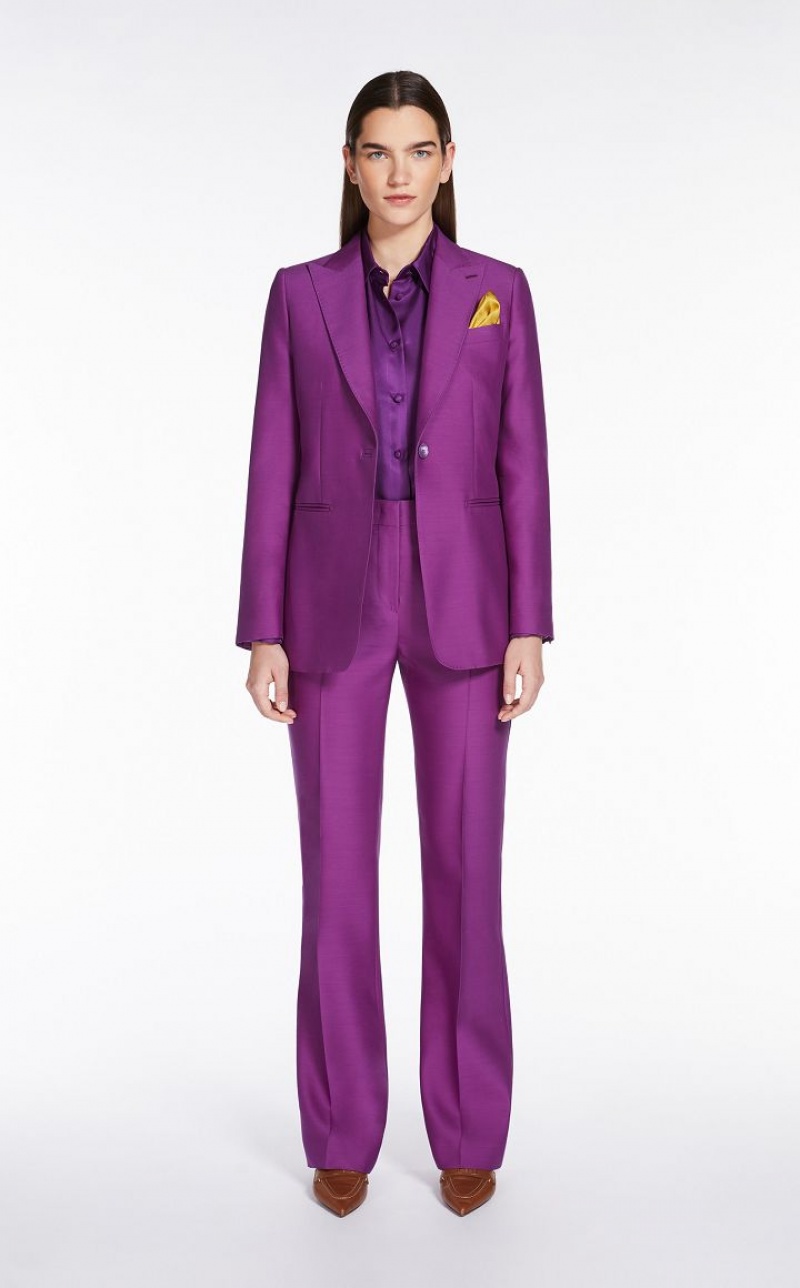 MaxMara Wool And Silk Double-fabric Trousers PURPLE | MMR593745